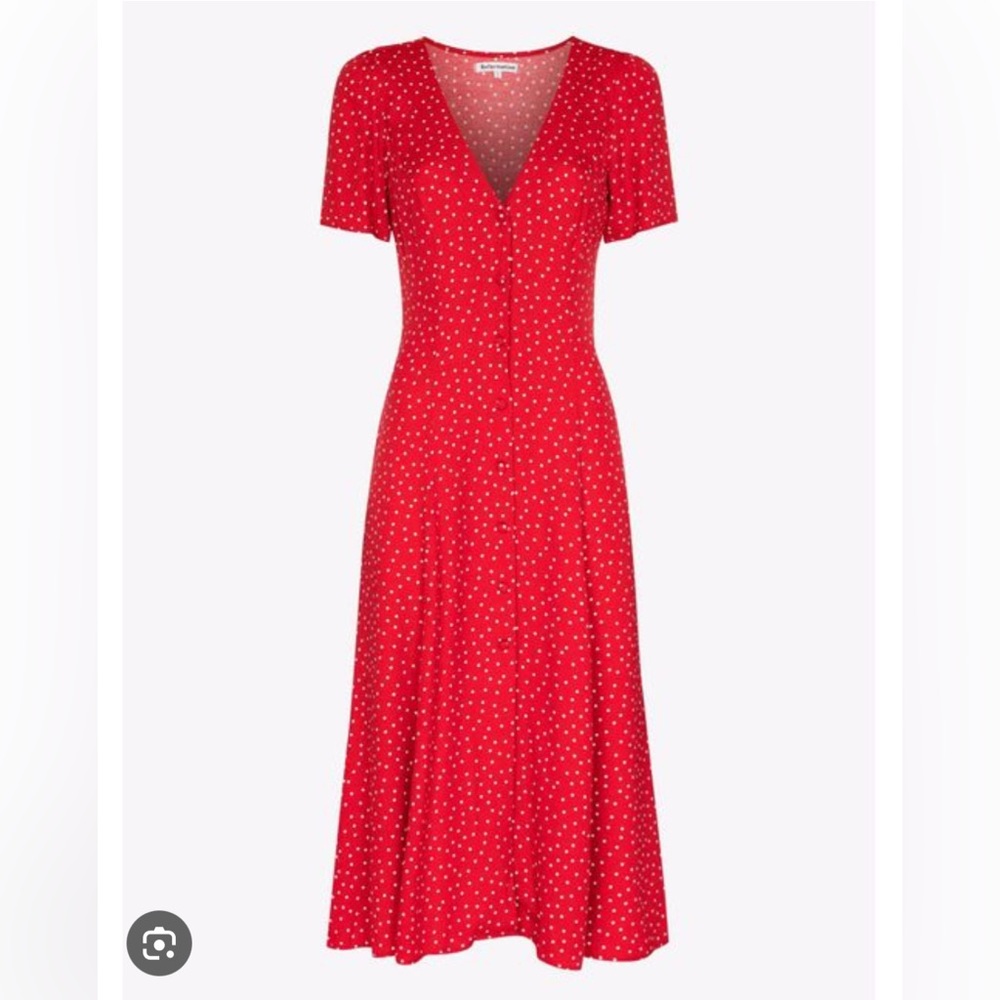 Reformation Locklin Red Polka Dot Midi dress 0